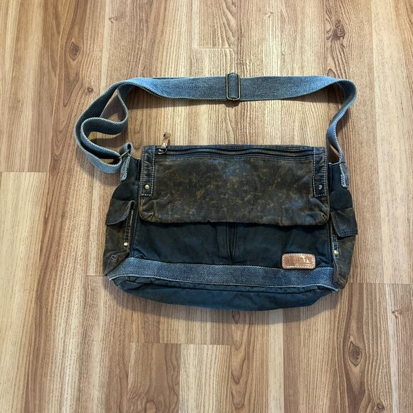 Bed Stu Hawkeye Black Canvas Bohemian Hippie Satchel/Tote/Backpack/Computer Bag - Picture 5 of 11